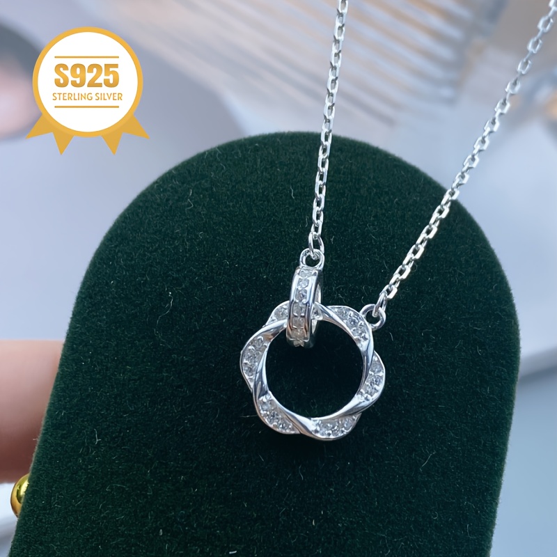 Women's 925 Silver Hypoallergenic Möbius Ring Choker Necklace